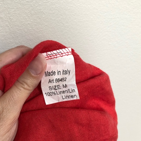 Lungo L’Arno Women’s M 100% Linen Boat Neck Short-Sleeve Coral Pink Dress - VGUC - Picture 10 of 10